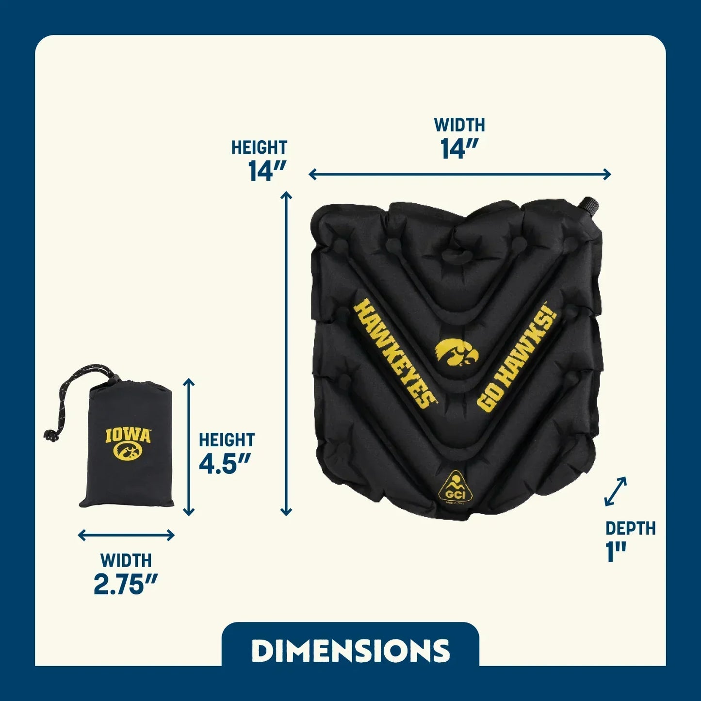 College V Seat™ Inflatable Stadium Cushion - Iowa Hawkeyes - Gift Ready