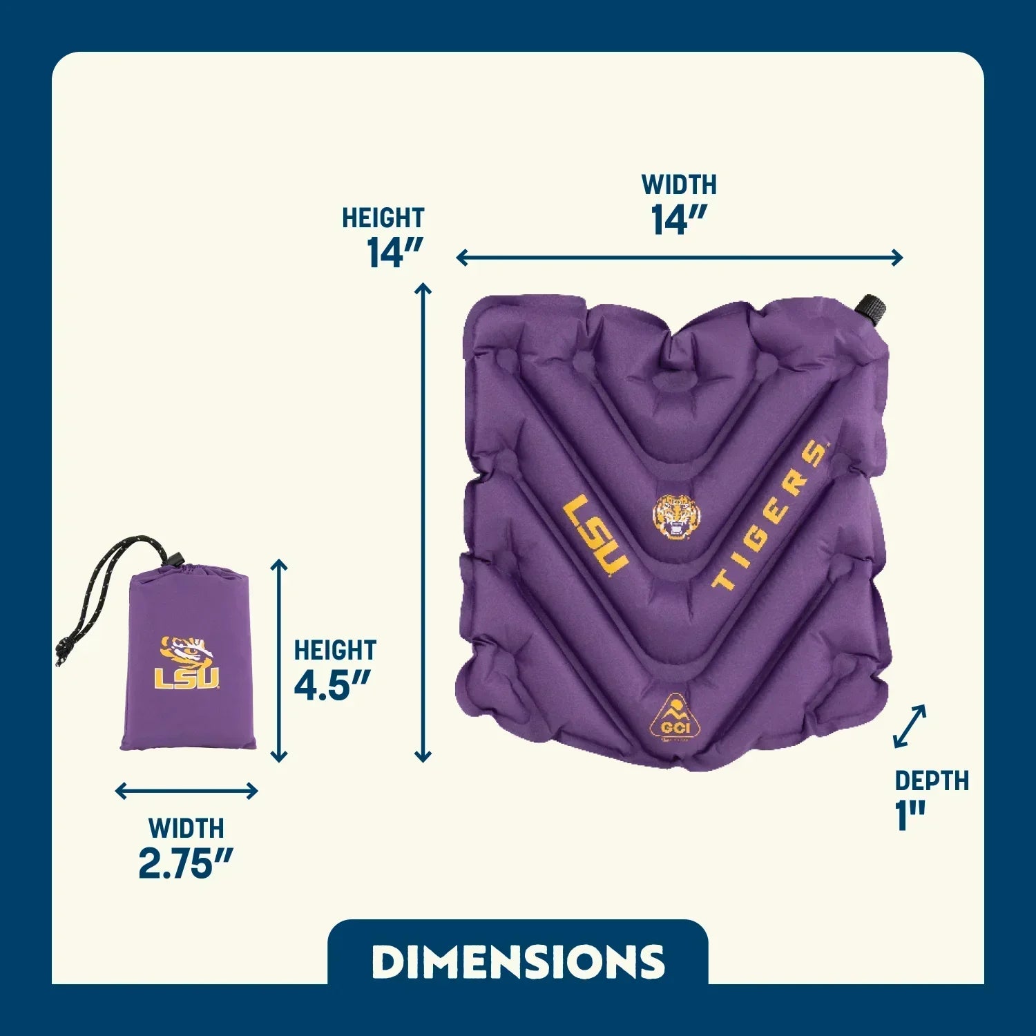College V Seat™ Inflatable Stadium Cushion - LSU Tigers - Easy Set